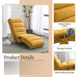 Direct Wicker Fabric Chaise Lounge Sofa with Gentle Vibration Feature & Pocket in Yellow - Size: 1 Pack - thumbnail 3
