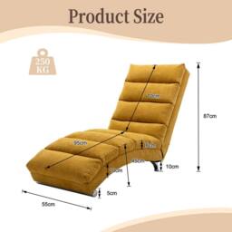 Direct Wicker Fabric Chaise Lounge Sofa with Gentle Vibration Feature & Pocket in Yellow - Size: 1 Pack - thumbnail 2