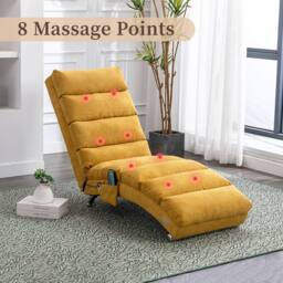 Direct Wicker Fabric Chaise Lounge Sofa with Gentle Vibration Feature & Pocket in Yellow - Size: 1 Pack - thumbnail 4