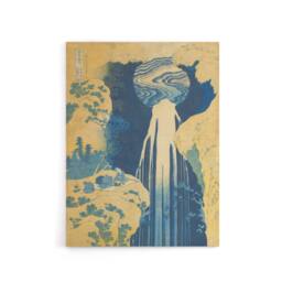 "Artery8 The Amida Waterfall Canvas Wall Art Print Katsushika Hokusai in Blue - Size: W18"" x H24""" - thumbnail 1
