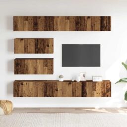 Berkfield Home 6 Piece TV Cabinet Set Wall-mounted Old Wood Engineered Wood in Brown - thumbnail 3