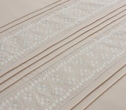 Rapport Home Charlotte Embroidered Polyester Floral Duvet Cover Set with Pillowcase in Natural - Size: Double - thumbnail 3