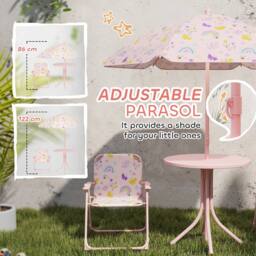 STILVORA Kids Garden Table & Chair Set with Parasol in Pink - thumbnail 7
