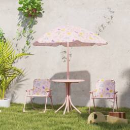 STILVORA Kids Garden Table & Chair Set with Parasol in Pink - thumbnail 3