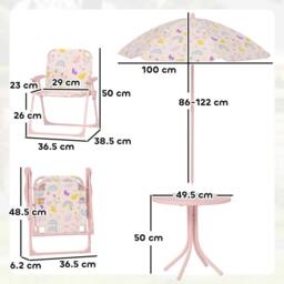 STILVORA Kids Garden Table & Chair Set with Parasol in Pink - thumbnail 4