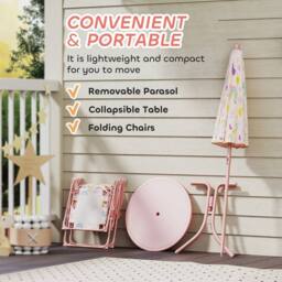 STILVORA Kids Garden Table & Chair Set with Parasol in Pink - thumbnail 8