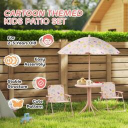 STILVORA Kids Garden Table & Chair Set with Parasol in Pink - thumbnail 9