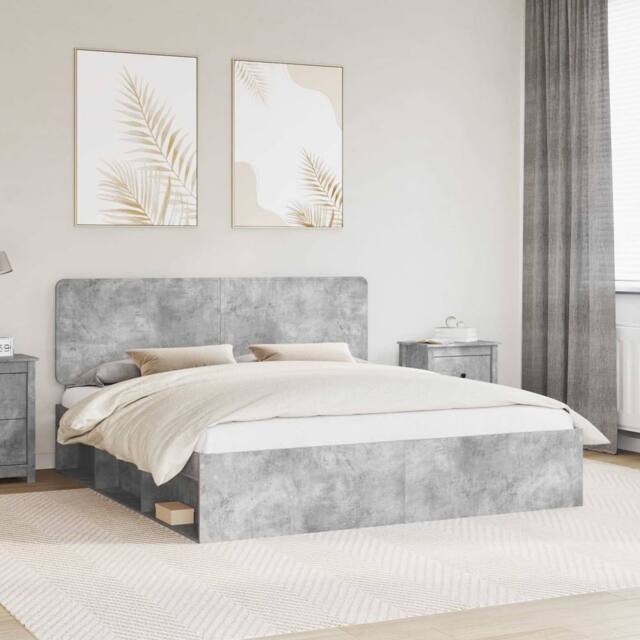 Berkfield Home Bed Frame with Headboard Concerte 180 x 200 cm Solid Pine Wood in Grey - image 1