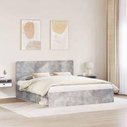 Berkfield Home Bed Frame with Headboard Concerte 180 x 200 cm Solid Pine Wood in Grey - thumbnail 3