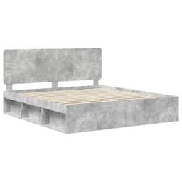Berkfield Home Bed Frame with Headboard Concerte 180 x 200 cm Solid Pine Wood in Grey - thumbnail 4