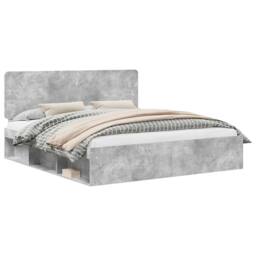 Berkfield Home Bed Frame with Headboard Concerte 180 x 200 cm Solid Pine Wood in Grey - thumbnail 2
