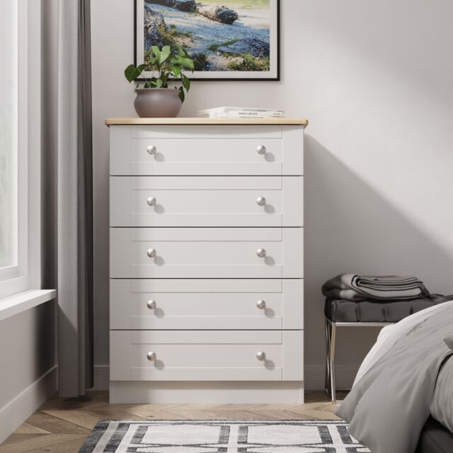 Ready Assembled 2 U Cumbria 5 Drawer Chest (Ready Assembled) in Mid Grey - Size: Large - image 1