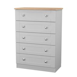Ready Assembled 2 U Cumbria 5 Drawer Chest (Ready Assembled) in Mid Grey - Size: Large - thumbnail 4