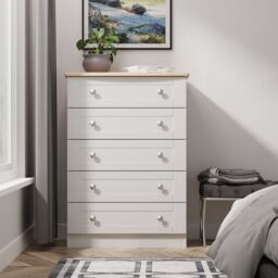 Ready Assembled 2 U Cumbria 5 Drawer Chest (Ready Assembled) in Mid Grey - Size: Large