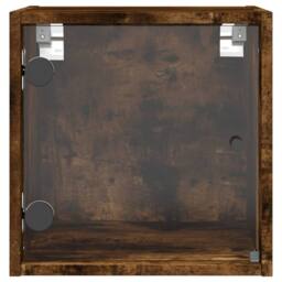 Berkfield Home Bedside Cabinets with Glass Doors 2 pcs Smoked Oak 35x37x35 cm in Brown - Size: 35 x 37 x 35 cm - thumbnail 7