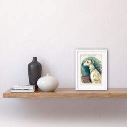 "Artery8 Wall Art Print Whippet Dog with Flowers Modern Multicoloured Watercolour Artwork Framed 9X7 Inch in White - Size: W7"" x H9""" - thumbnail 2