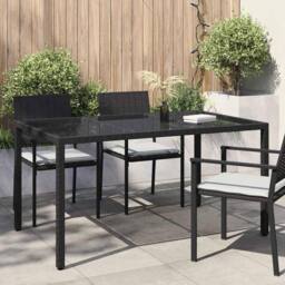 Berkfield Home Modern Garden Dining Table Black 150x90x75 cm Poly Rattan - Size: 150 x 90 x 75 cm - thumbnail 2
