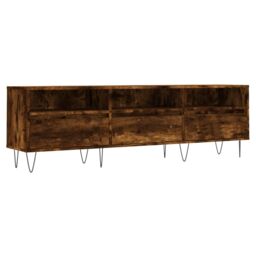 Berkfield Home TV Cabinet Smoked Oak 150x30x44.5 cm Engineered Wood in Brown - thumbnail 2