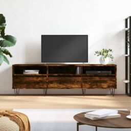 Berkfield Home TV Cabinet Smoked Oak 150x30x44.5 cm Engineered Wood in Brown - thumbnail 1