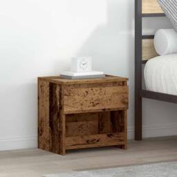 Berkfield Home Elegant Bedside Cabinet Old Wood 40x30x39 cm Engineered Wood in Brown - Size: 40 x 30 x 39 cm - thumbnail 2