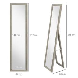 HOMCOM Full Length Mirror Farmhouse Wall Mirror Hanging Freestanding Grey - thumbnail 3