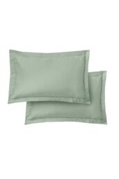 Bianca '400 Thread Count Cotton Sateen' Oxford Pillowcase Pair in Green - thumbnail 4