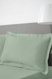 Bianca '400 Thread Count Cotton Sateen' Oxford Pillowcase Pair in Green - thumbnail 1