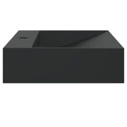 Berkfield Home Wash Basin 60x38x11 cm Mineral Cast/Marble Cast Matt Black - Size: 60 x 38 x 11 cm - thumbnail 5