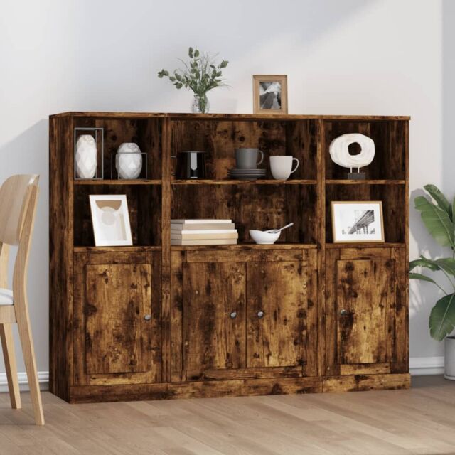 Berkfield Home Highboards 3 pcs Smoked Oak Engineered Wood in Brown - image 1