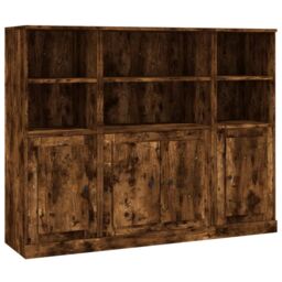Berkfield Home Highboards 3 pcs Smoked Oak Engineered Wood in Brown - thumbnail 2