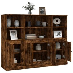 Berkfield Home Highboards 3 pcs Smoked Oak Engineered Wood in Brown - thumbnail 5