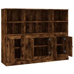 Berkfield Home Highboards 3 pcs Smoked Oak Engineered Wood in Brown - thumbnail 6