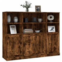 Berkfield Home Highboards 3 pcs Smoked Oak Engineered Wood in Brown - thumbnail 4