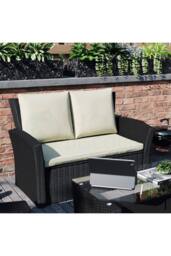 Home Discount 5Pc Garden Vida Mylor 4 Seater Rattan Set Fabric UKFR Garden Furniture in Black - thumbnail 4