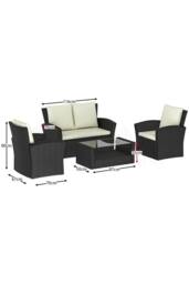 Home Discount 5Pc Garden Vida Mylor 4 Seater Rattan Set Fabric UKFR Garden Furniture in Black - thumbnail 2