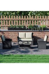 Home Discount 5Pc Garden Vida Mylor 4 Seater Rattan Set Fabric UKFR Garden Furniture in Black - thumbnail 3