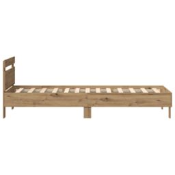 Berkfield Home Bed Frame with LED Lights Artisan Oak 100x200 cm in Brown - thumbnail 7