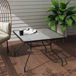 Nordara Outsunny 100cm Square Glass Top Patio Table Garden Dining Table in Black - Size: 100 cm x 100 cm - thumbnail 4