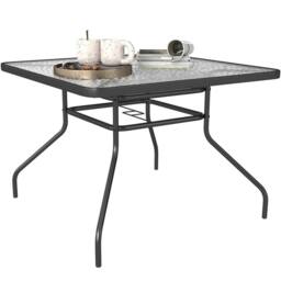Nordara Outsunny 100cm Square Glass Top Patio Table Garden Dining Table in Black - Size: 100 cm x 100 cm