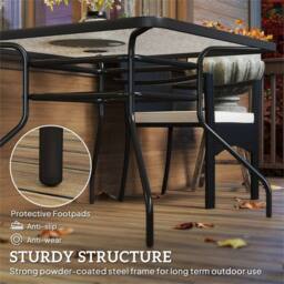 Nordara Outsunny 100cm Square Glass Top Patio Table Garden Dining Table in Black - Size: 100 cm x 100 cm - thumbnail 3