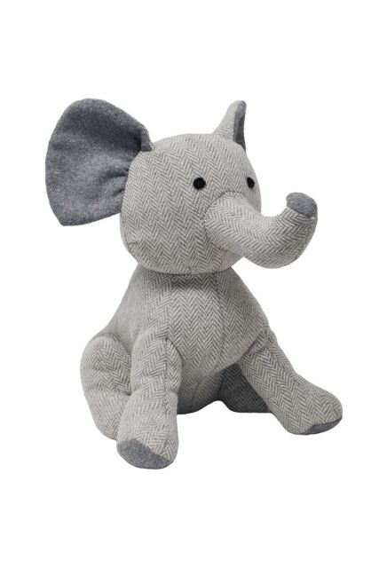 Essentials Elephant Herringbone Novelty Door Stop in Grey - image 1