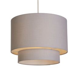 Lighting Collection Grey 2 Tier 30Cm Tc Drum Shade Lamp Shade in Off-White - thumbnail 1