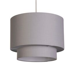 Lighting Collection Grey 2 Tier 30Cm Tc Drum Shade Lamp Shade in Off-White - thumbnail 3