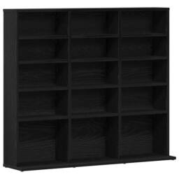 Berkfield Home CD Cabinet Black Oak 100x23x89.5 cm Engineered Wood - thumbnail 1