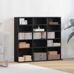 Berkfield Home CD Cabinet Black Oak 100x23x89.5 cm Engineered Wood - thumbnail 3