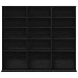 Berkfield Home CD Cabinet Black Oak 100x23x89.5 cm Engineered Wood - thumbnail 5