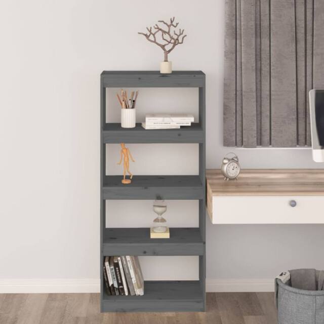 Berkfield Home Beautiful Book Cabinet/Room Divider Grey 60x30x135.5 cm Solid Woo - image 1