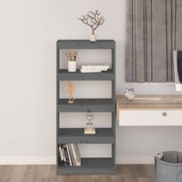 Berkfield Home Beautiful Book Cabinet/Room Divider Grey 60x30x135.5 cm Solid Woo - thumbnail 1