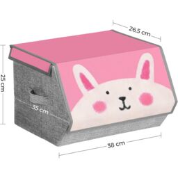 SONGMICS Set of 3 Kids Storage Stackable Toy Boxes Folding Organizers in Cream - thumbnail 3