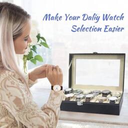 VOGREX 12 Grids Watch Display Case Watch Box Collection Storage Holder Box in Black - thumbnail 3